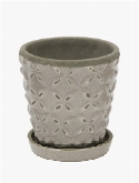 Foto van Indoor pottery planter macassar cool grey 2 (with saucer) via burobloemen