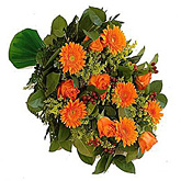 Foto van Rouwboeket met oranje en gele bloemen via burobloemen