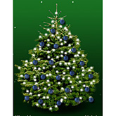 Kerstboom nordmann 175cm met kerstballen donkerblauw mat  burobloemen
