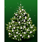 Foto van Kerstboom nordmann 175cm met kerstballen wit glans via burobloemen
