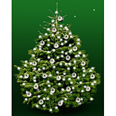 Foto van Kerstboom nordmann 175cm met kerstballen zilver glans via burobloemen